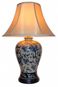 Oriental Style Lamp In Traditional Chinese Cream And Blue