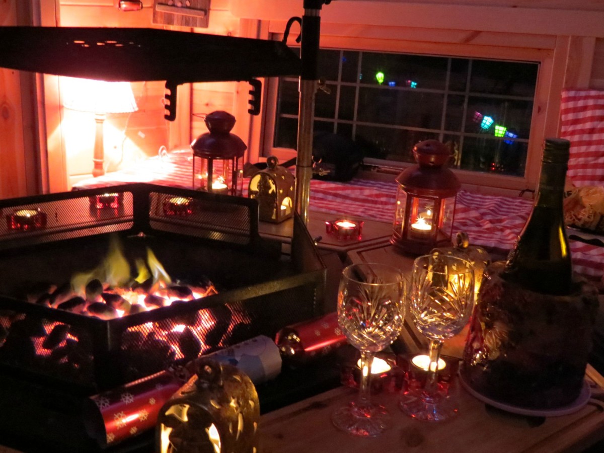 Christmas Party in a barbecue cabin